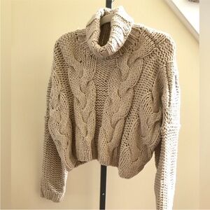 POL Cable Knit Turtleneck Sweater - Tan. NWOT